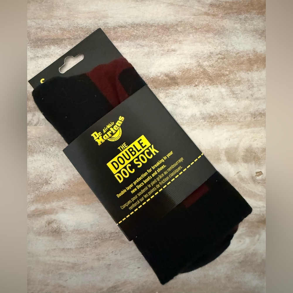 Dr. Martens - Double Doc socks,  Black and Cherry Red,  1 pair size Small